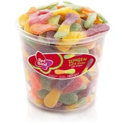 Red-Band Fruchtgummis Zungen Super Sauer, 1,2kg, In Dose