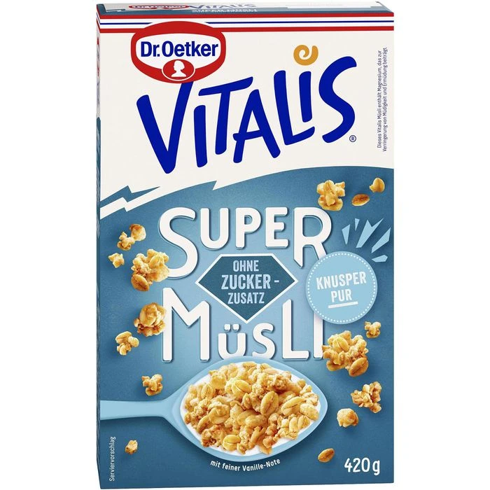 Dr. Oetker Dr.Oetker Müsli Vitalis SuperMüsli Knusper Pur, Ohne Zuckerzusatz, 420g