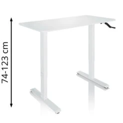 HJh-OFFICE Schreibtisch Stand CR, Weiß, Manuell Verstellbar Mit Kurbel 120 X 74-123 X 60cm
