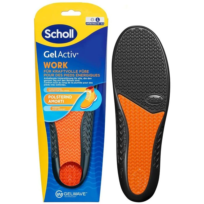Scholl Einlegesohlen GelActiv Work, Größe 40-46,5, Für Arbeitsschuhe, Gelsohlen, 1 Paar