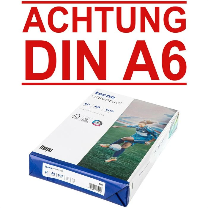 Inapa Tecno Universal, 2100011541, Kopierpapier, A6, 80g/qm, Weiß, 500 Blatt