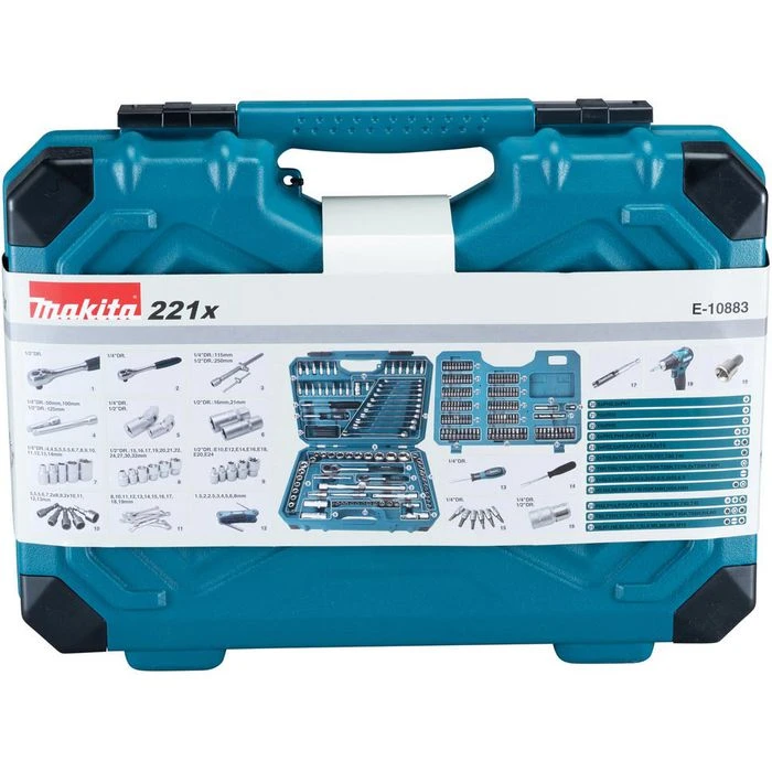 Makita Werkzeugkoffer E-10883, Werkzeug-Set, 221-teilig, Im Klappkoffer – Bild 2
