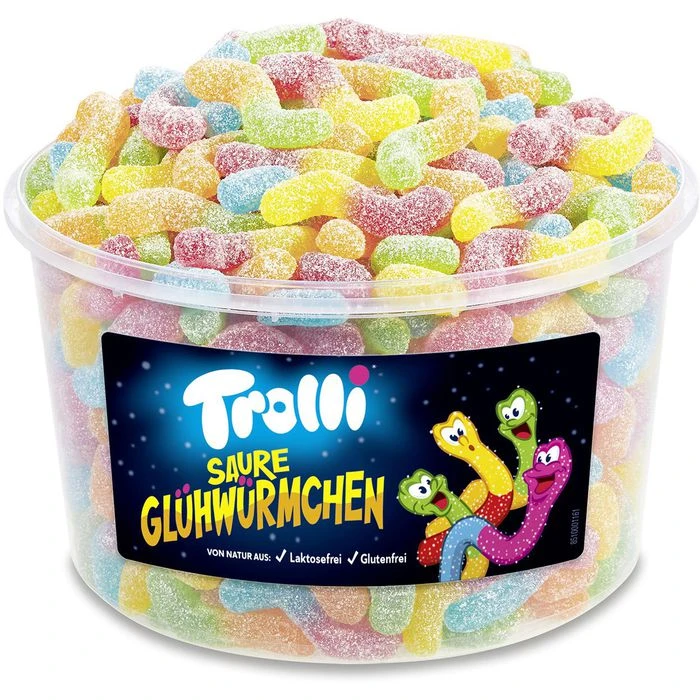 Trolli Fruchtgummis Saure Glühwürmchen, 1050g, In Dose