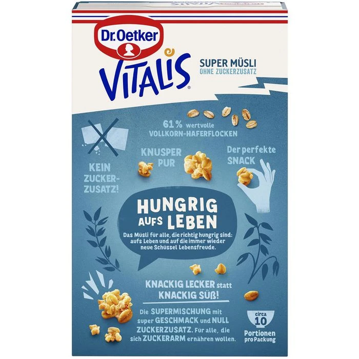 Dr. Oetker Dr.Oetker Müsli Vitalis SuperMüsli Knusper Pur, Ohne Zuckerzusatz, 420g – Bild 3