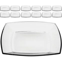 Montana Teller Carre 085112, Dessertteller, Glas, Eckig, 19 Cm, Transparent, 12 Stück