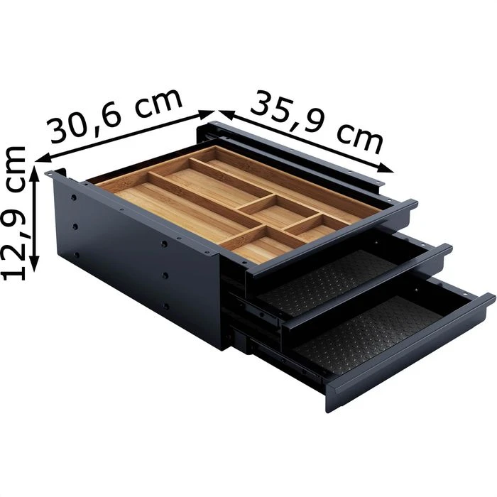 Actiforce Unterbauschublade TRI Grip, Schwarz, Breite 30,6 Cm, Für Schreibtische – Bild 2