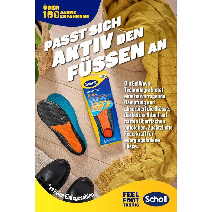 Scholl Einlegesohlen GelActiv Work, Größe 40-46,5, Für Arbeitsschuhe, Gelsohlen, 1 Paar – Bild 4
