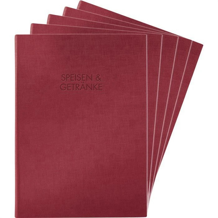 Sigel Speisekarte SM112, Speisen & Getränke, A4, Kunststoff, Erweiterbar, Bordeauxrot, 5 Stück