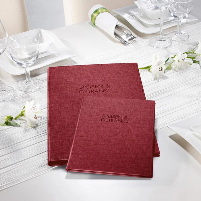 Sigel Speisekarte SM112, Speisen & Getränke, A4, Kunststoff, Erweiterbar, Bordeauxrot, 5 Stück – Bild 5