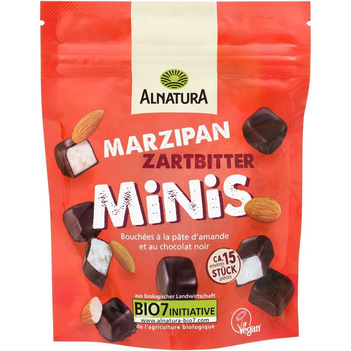 Alnatura Minischokolade Marzipan-Zartbittter, BIO, Gefüllte Schokoladen-Spezialitäten, 70g