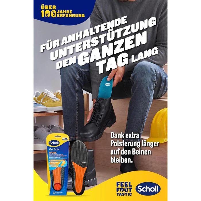 Scholl Einlegesohlen GelActiv Work, Größe 40-46,5, Für Arbeitsschuhe, Gelsohlen, 1 Paar – Bild 2