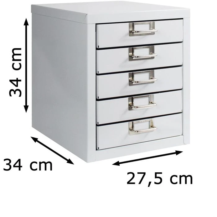 ADB Schubladenschrank 40307, Lichtgrau, Aus Metall, A4, 5 Schübe – Bild 2