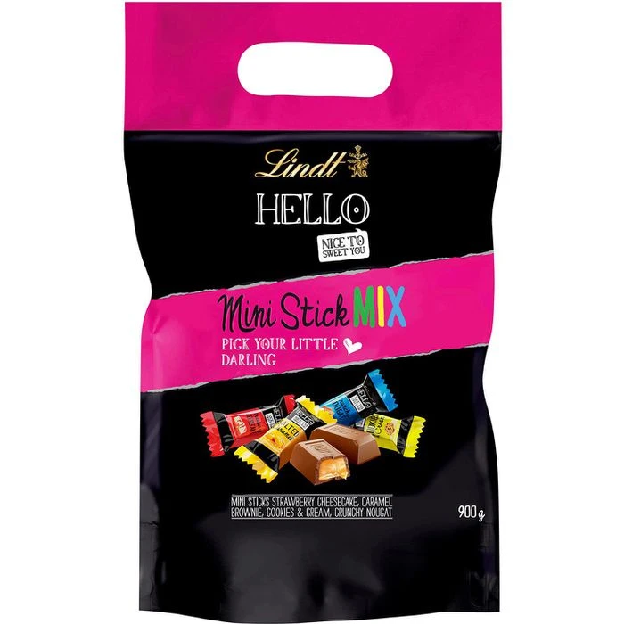 Lindt Minischokolade HELLO XXL Mini Stick, Mix, Mini-Riegel, 85 Stück, 900g