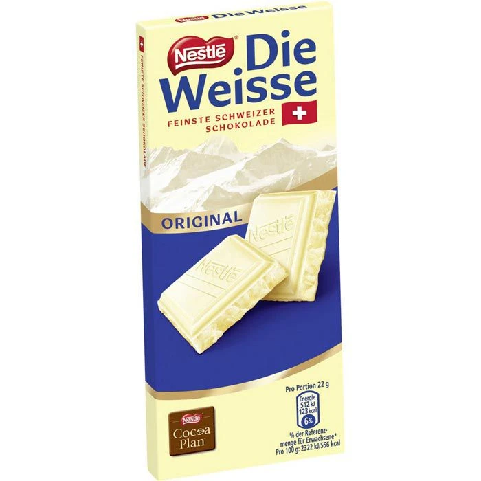 Nestlé® Nestle Tafelschokolade Die Weisse Original, Feinste Schweizer Schokolade, 100g