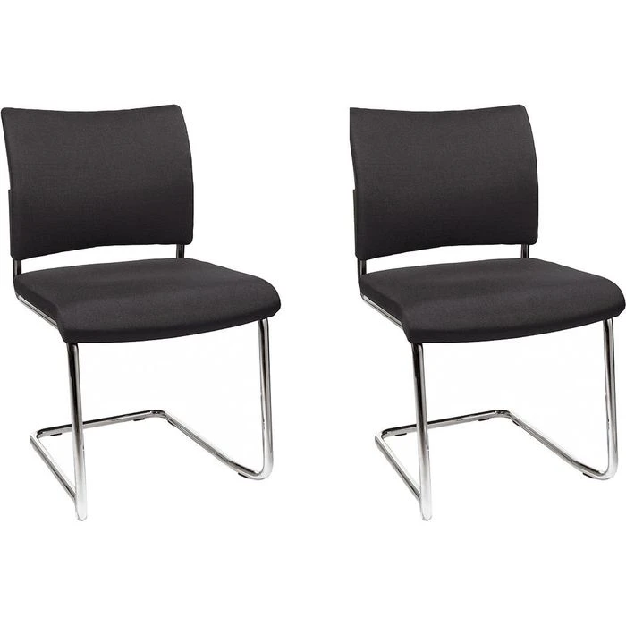 Topstar Visit 20, Besucherstuhl 2 Stück, Stoff Schwarz, Freischwinger Stapelbar, NV390 G20