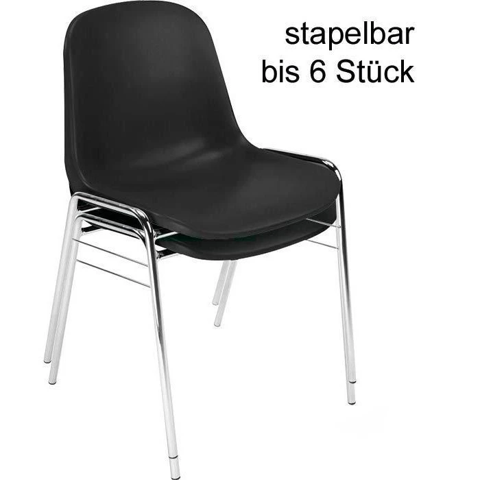 Nowy-Styl Beta Chrom Besucherstuhl 4 Stück, Kunststoff Schwarz, Vierfußstuhl Stapelbar – Bild 3