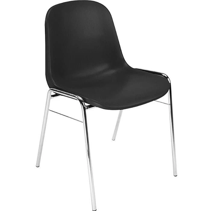 Nowy-Styl Beta Chrom Besucherstuhl 4 Stück, Kunststoff Schwarz, Vierfußstuhl Stapelbar – Bild 2