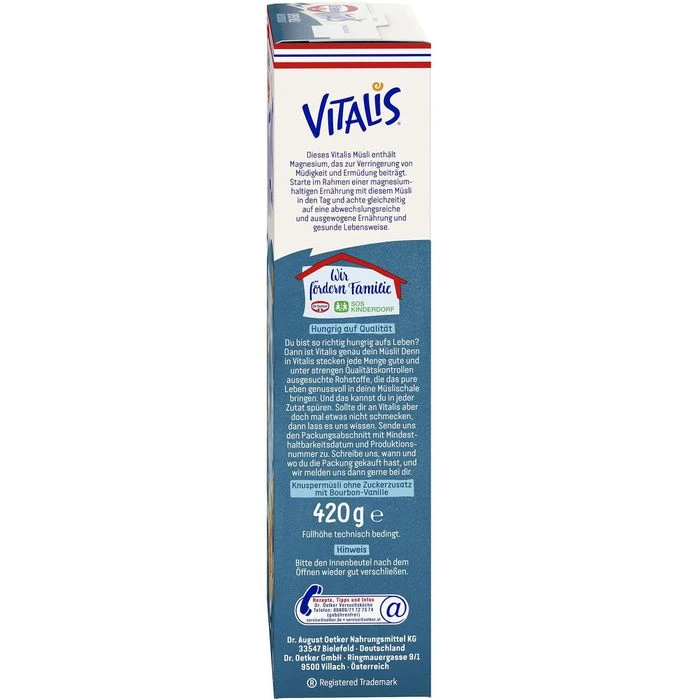 Dr. Oetker Dr.Oetker Müsli Vitalis SuperMüsli Knusper Pur, Ohne Zuckerzusatz, 420g – Bild 2