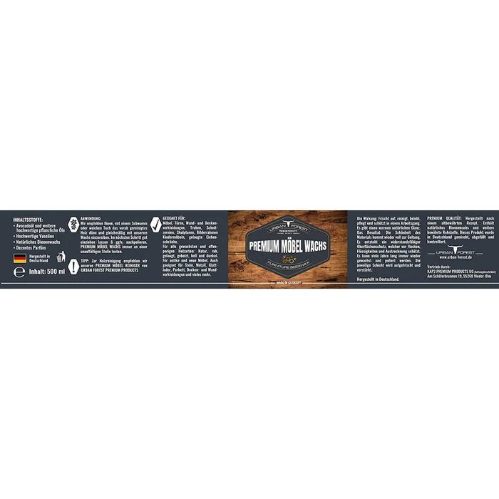 Urban-Forest Möbelpflege Premium Möbelwachs, Mit Bienenwachs, Farblos, Für Holz, 500 Ml – Bild 4