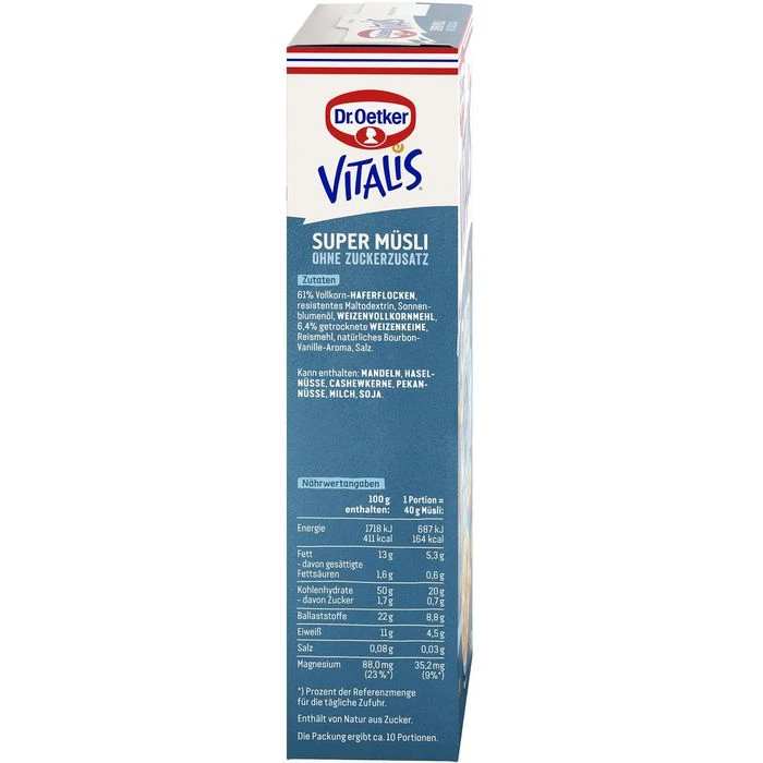 Dr. Oetker Dr.Oetker Müsli Vitalis SuperMüsli Knusper Pur, Ohne Zuckerzusatz, 420g – Bild 4
