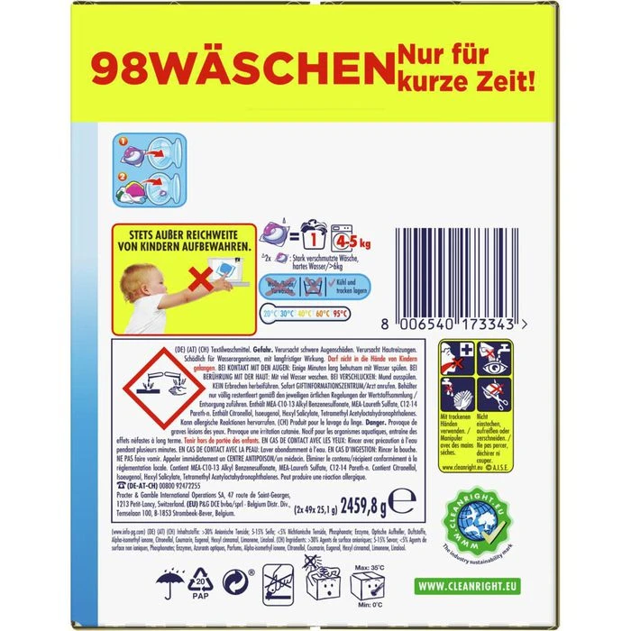 Lenor Waschmittel All-in-1 Pods Vollwaschmittel, Aprilfrisch, 2,46 Kg, 98 Waschladungen – Bild 5