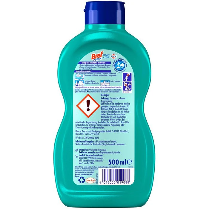 Bref Glaskeramikreiniger Power Ceran & Stahl, Flüssig, Glaskeramik- Und Edelstahlreiniger, 500ml – Bild 3