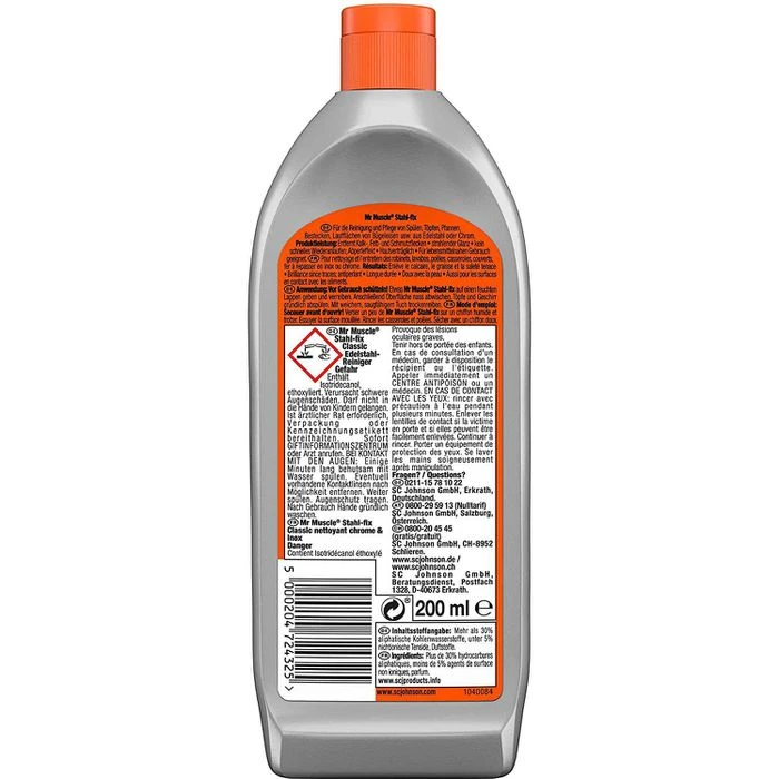 Mr.Muscle Edelstahlreiniger Stahl-fix Classic, Mit Abperleffekt, 200ml – Bild 2